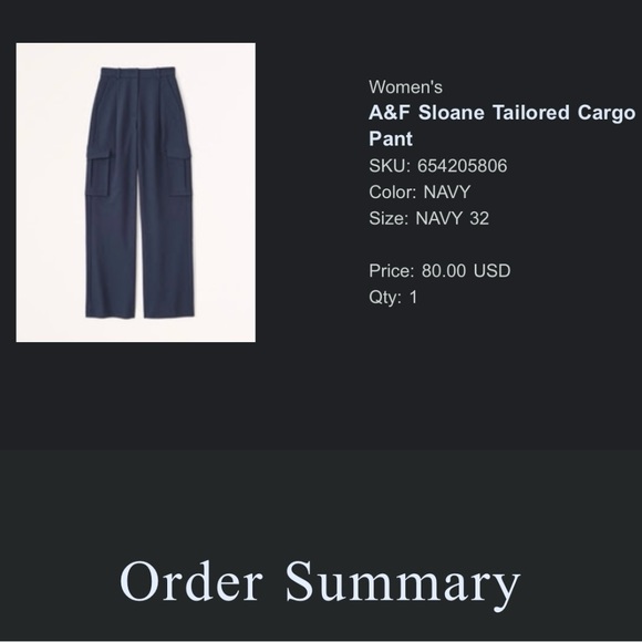 A&F Sloane Tailored Cargo Pants Size 14, Navy Blue - Picture 2 of 3